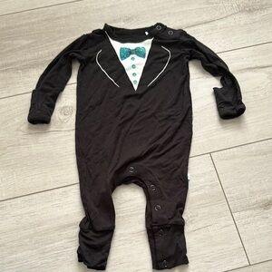 Posh Peanut Bamboo 
Black Tuxedo Style Romper Pajamas